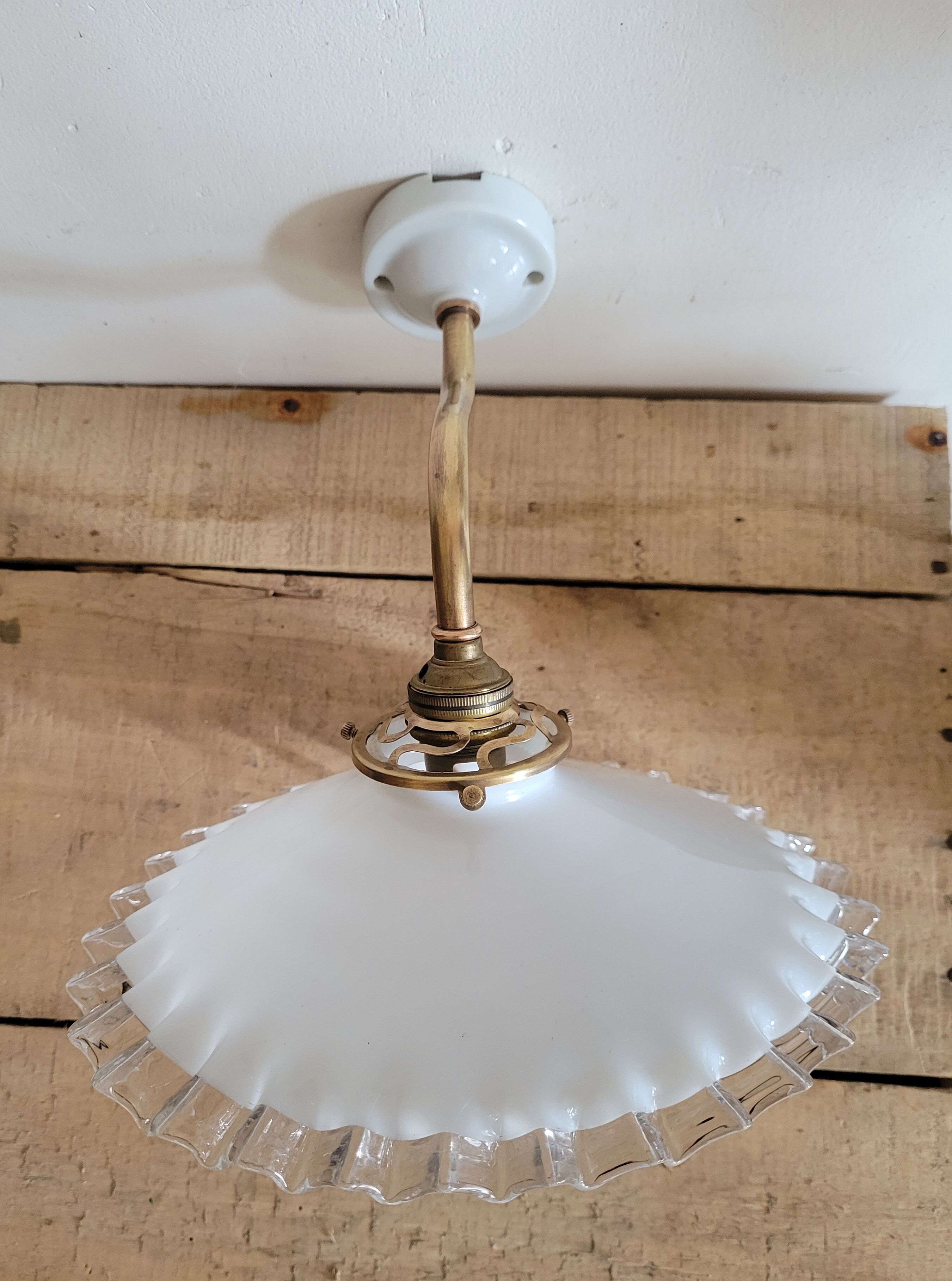 Gooseneck and opaline wall lamp