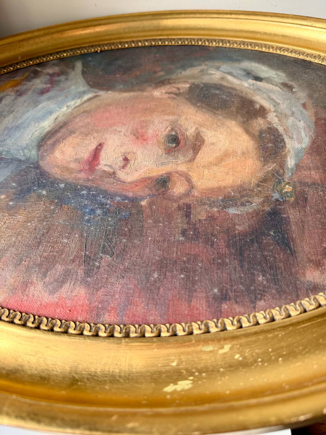 Antique Portrait Oil Painting With Wooden gilded frame 58cm x 45cm
