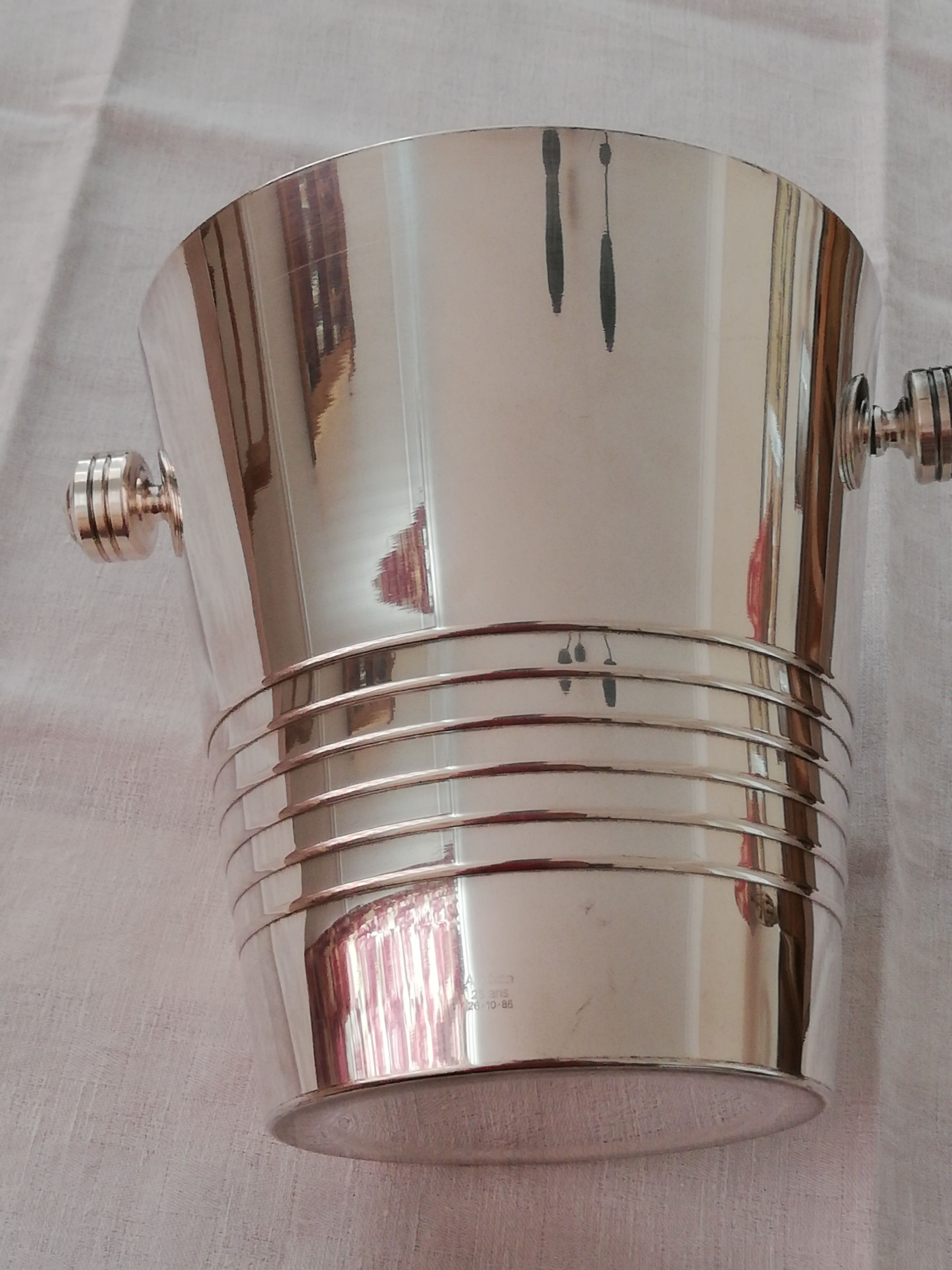 Silver metal champagne bucket - art deco style