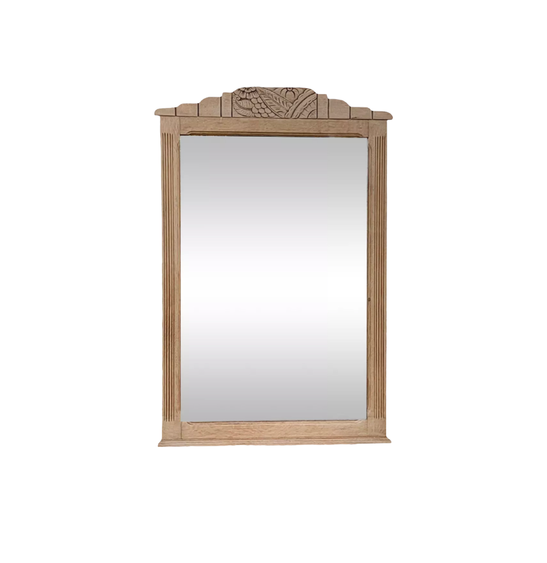 Art Deco mirror bevelled raw oak 1930