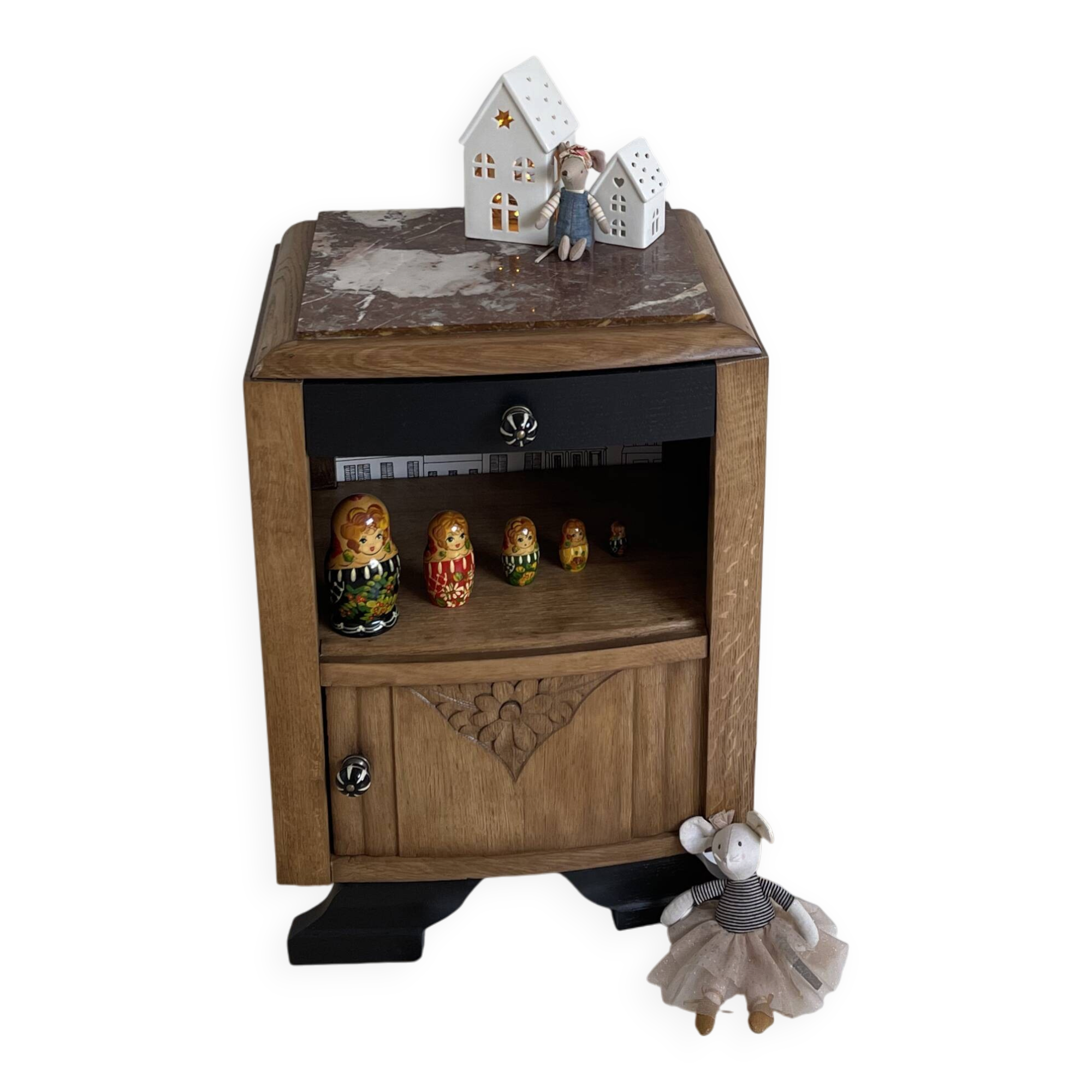 black Art Deco bedside table