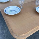 Table carrée en bois brut avec 2 rallonges