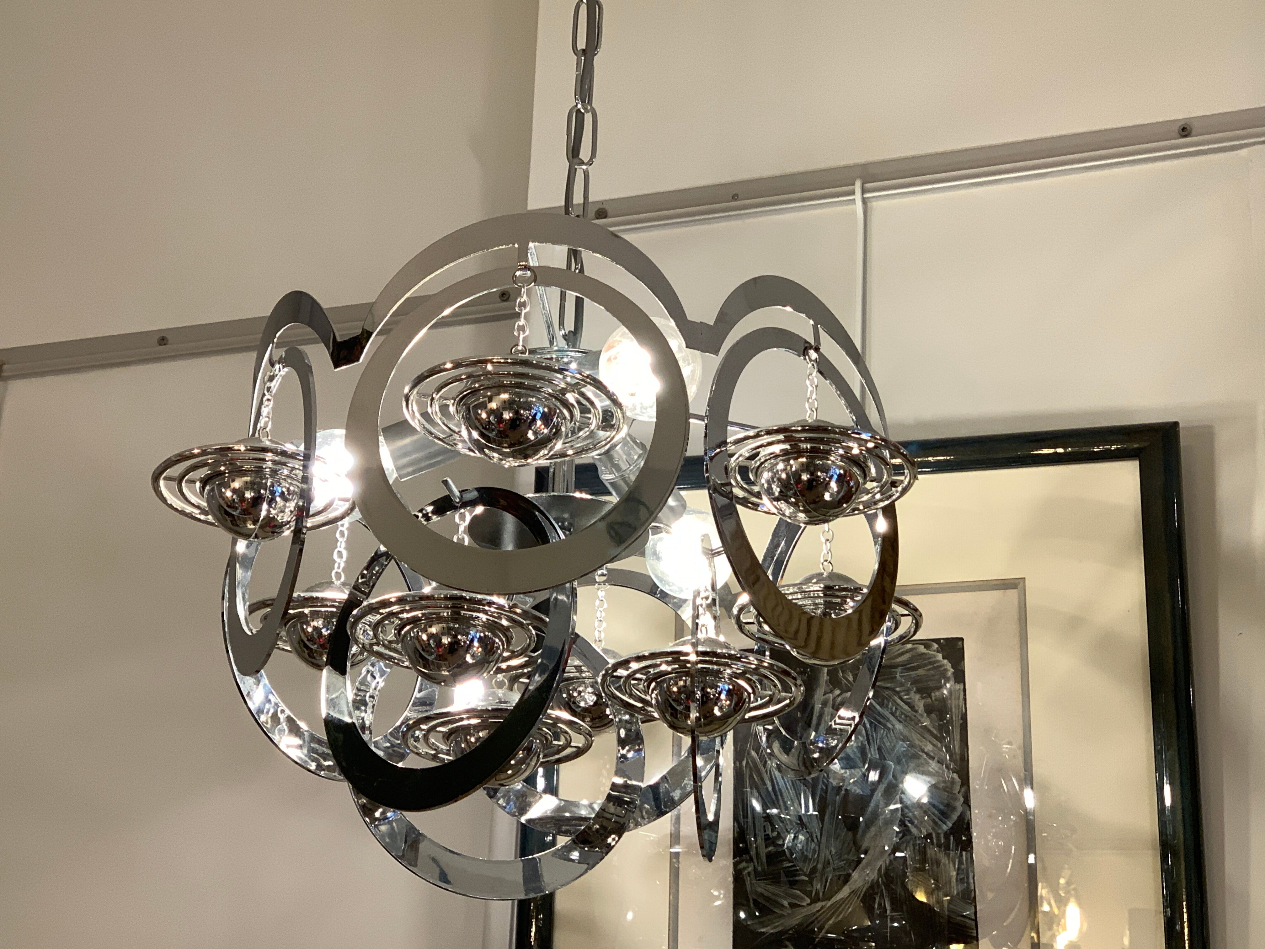 Chandelier planets Saturns, Space age, Italian design 1970