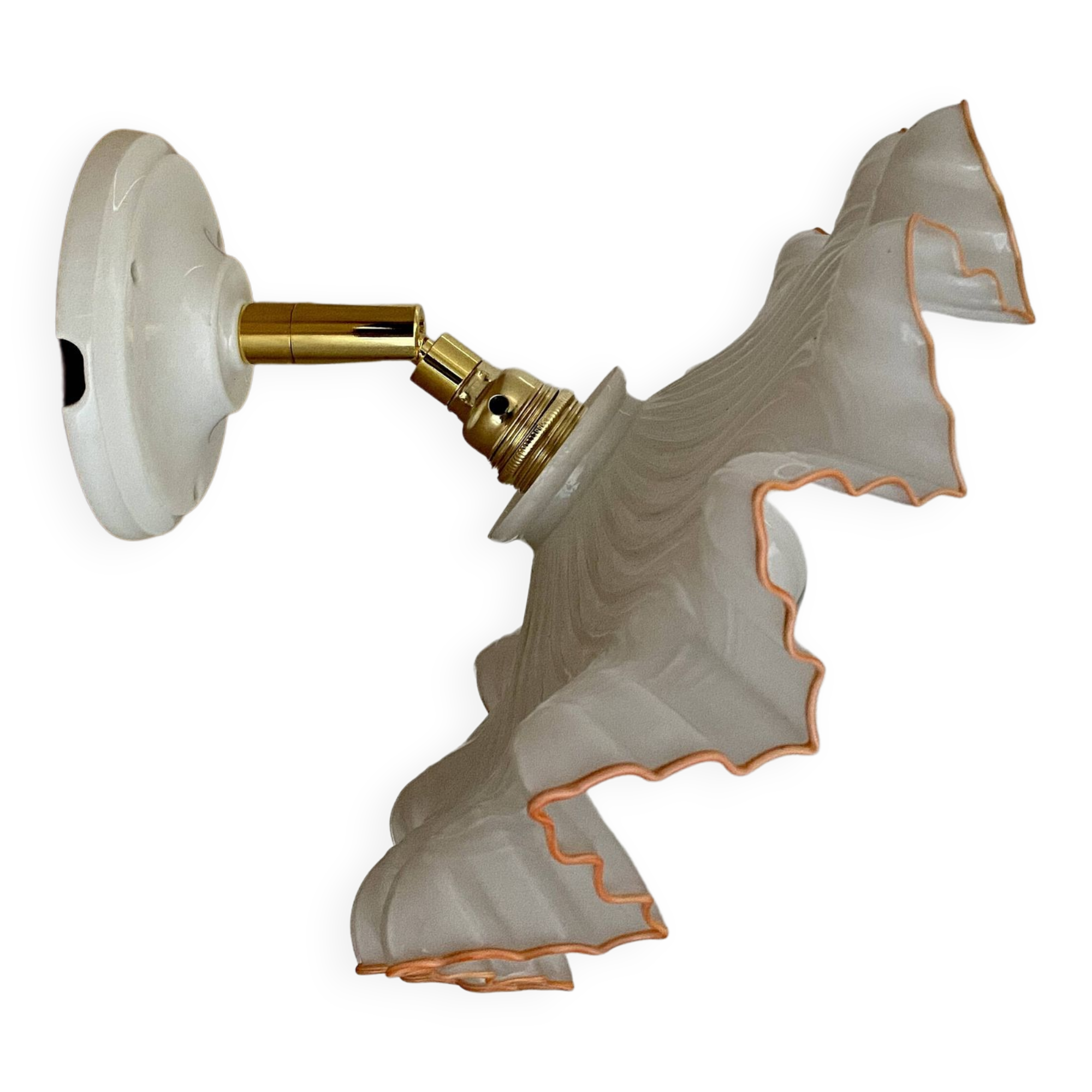 Vintage lampshade wall light in white opaline