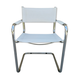 Armchair in chrome and leather
