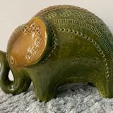 Green Rimini ceramic elephant, Aldo Londi for Bitossi, 1960