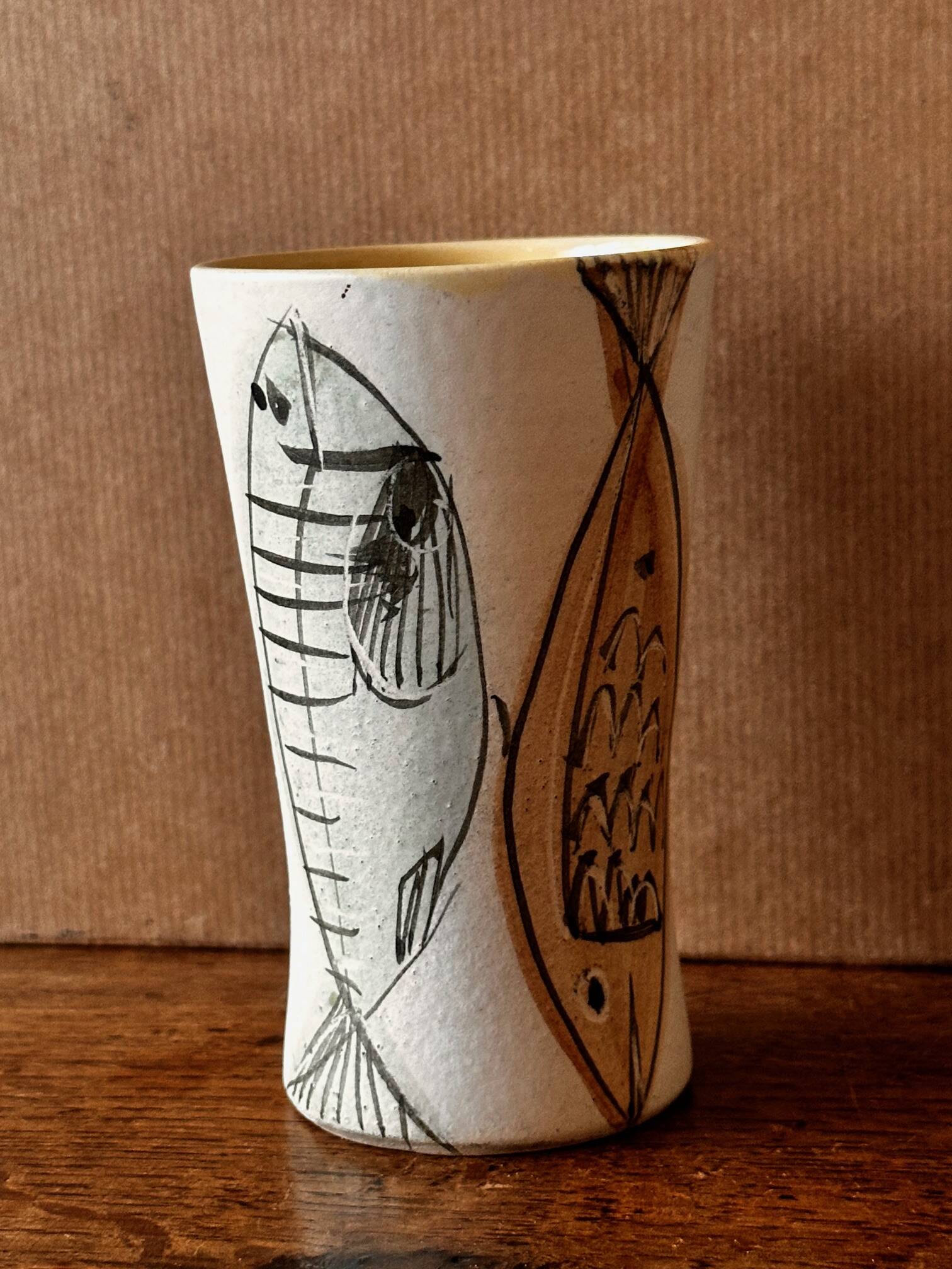 Bordeaux Art Ceramic Fish Vase