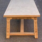 Renovated 19th-century Breton farmhouse dining table, extendable, in oak, 200-290 cm.