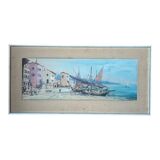 Aquarelle,  tableau vintage encadré, signé