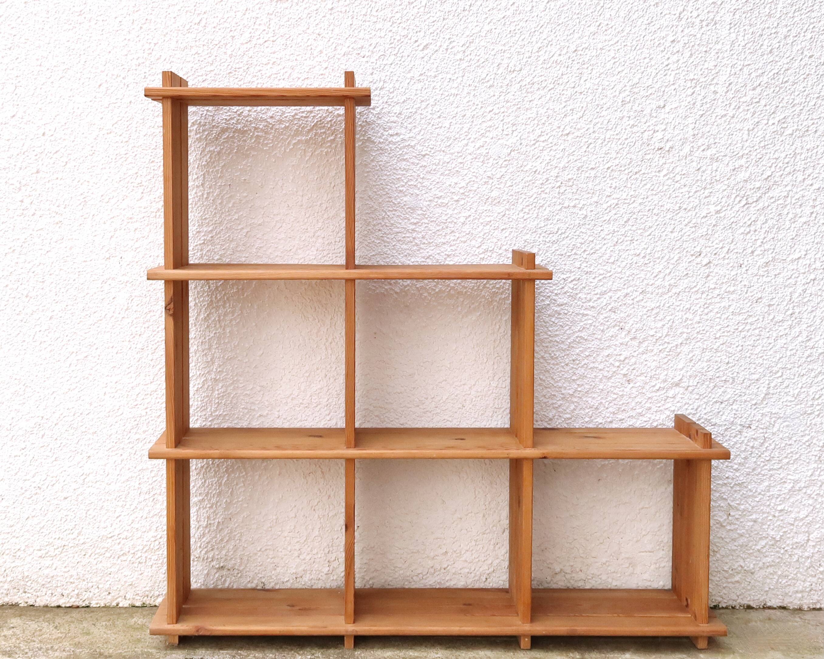 Regain mountain style pine wood shelf bookcase