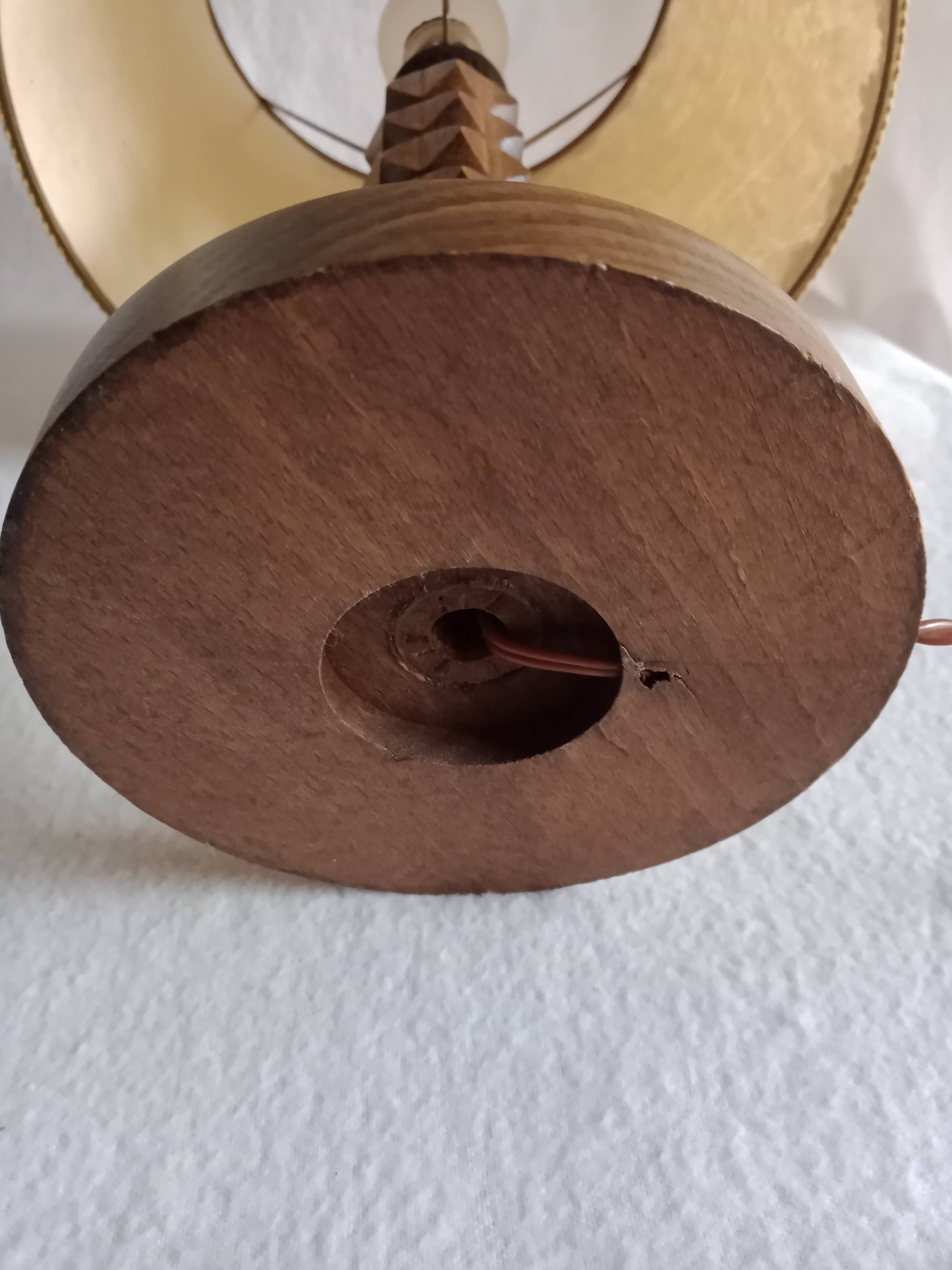 Vintage turned wooden bedside lamps