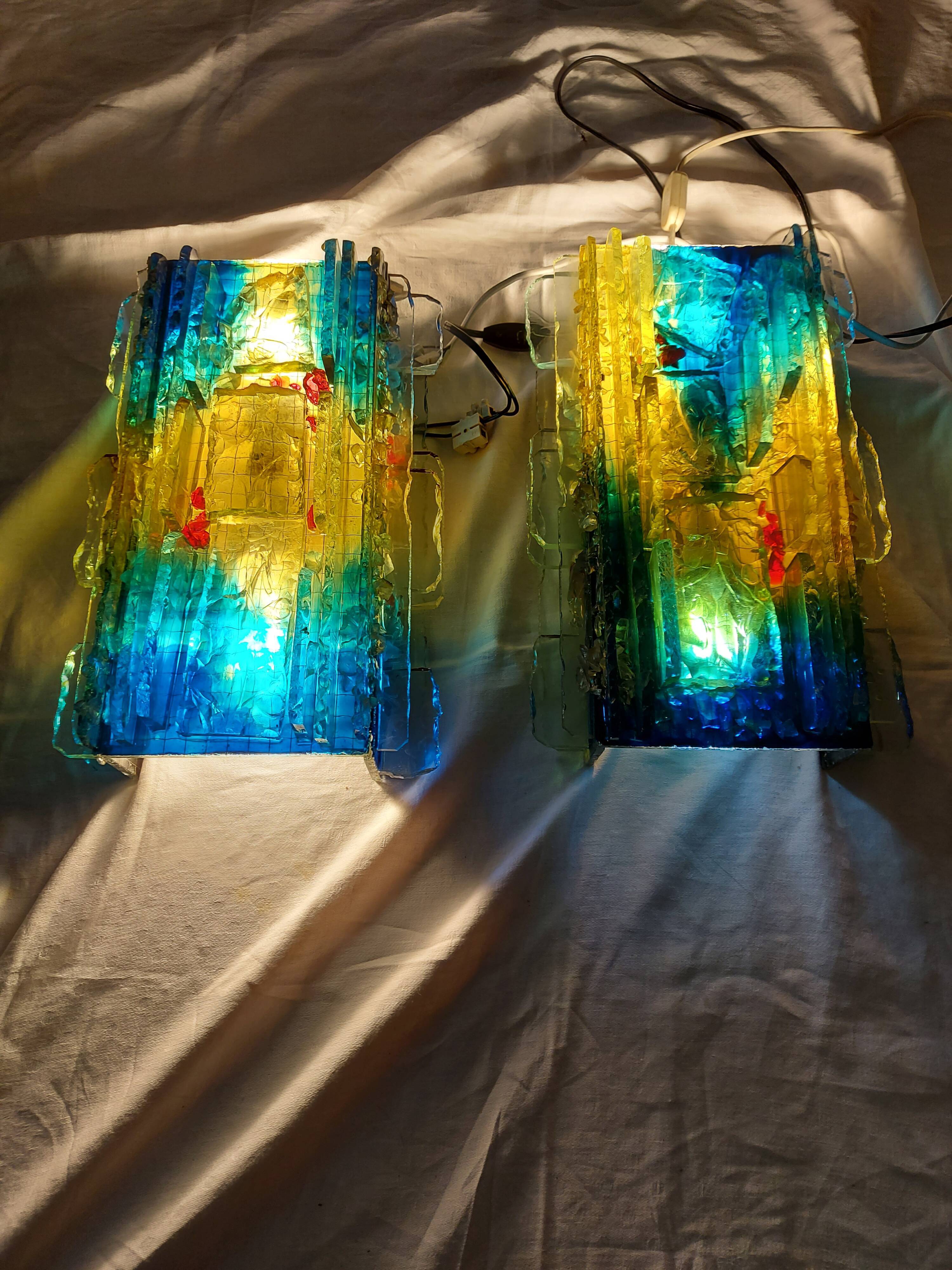 Pair of raak glass appliques, Willem Van Oyen, Chartres model