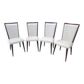 Ensemble 4 Chaises Vintage Mid-Century Modern pieds fuselés sabots métal de