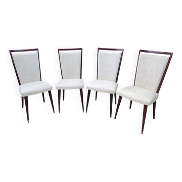 Ensemble 4 Chaises Vintage Mid-Century Modern pieds fuselés sabots métal de