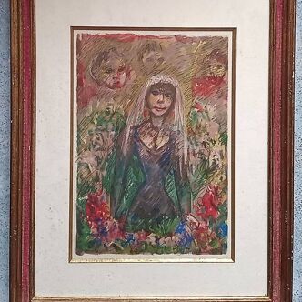Edouard Joseph Goerg (1893-1969) lithograph woman with veil