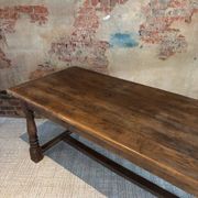 Table de cuisine réfectoire en chêne, années 1940
