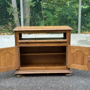 TV cabinet sideboard in solid oak with rotating top 1980