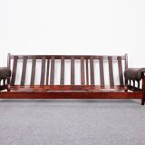 Canapé vintage en palissandre et cuir de veau, modèle-rodeio par jean gillon 1968 italma woodart