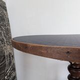 Table d'appoint ronde, pied en chêne tourné