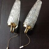 Pair of brass sconces and tulip glass 60