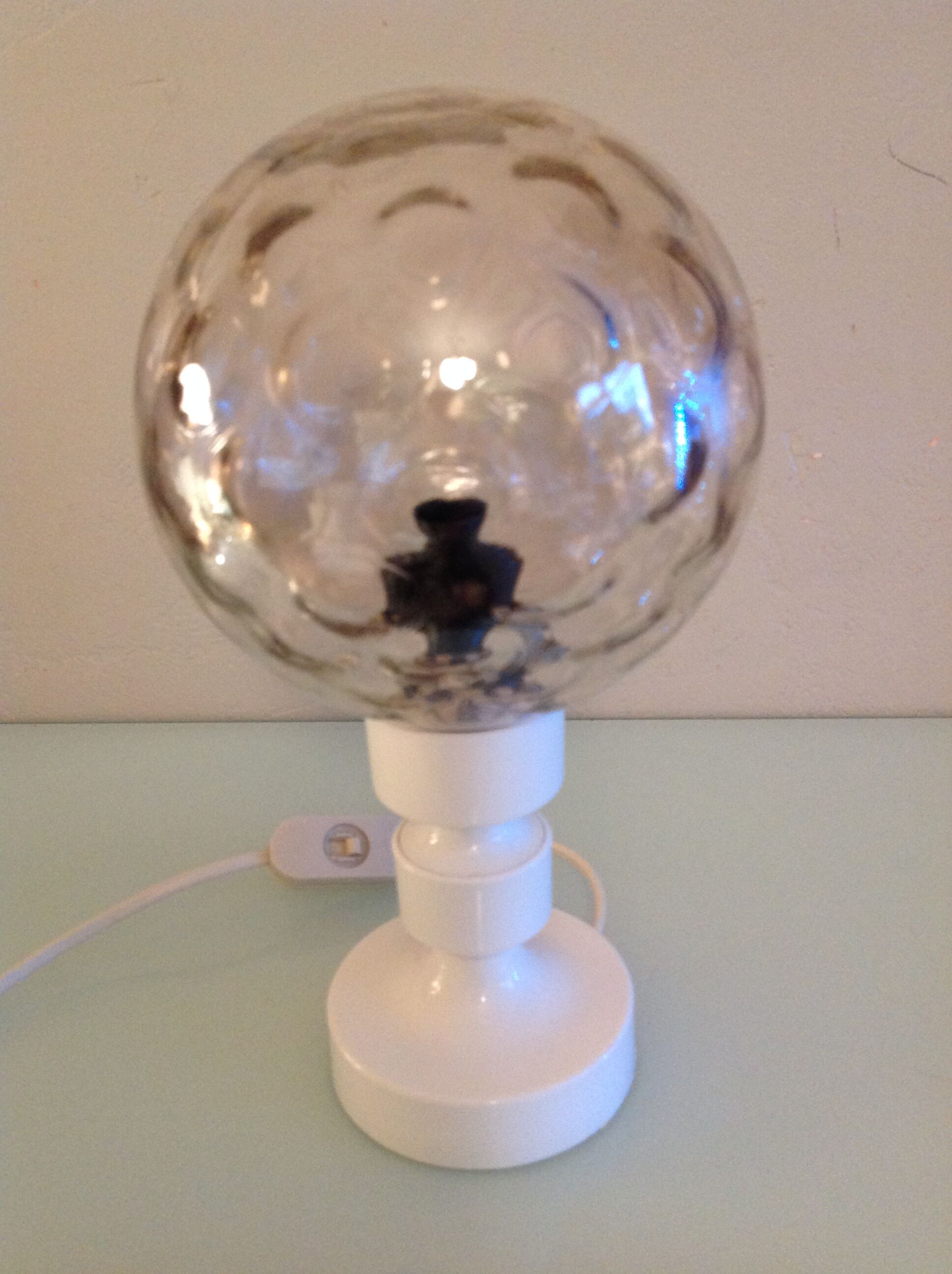 Bedside lamp globe in tinted glass / vintage 60s-70s