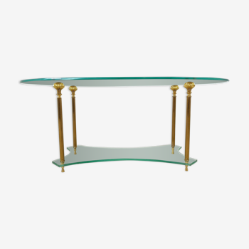 Brass and glass neoclassical coffee table, 1970s