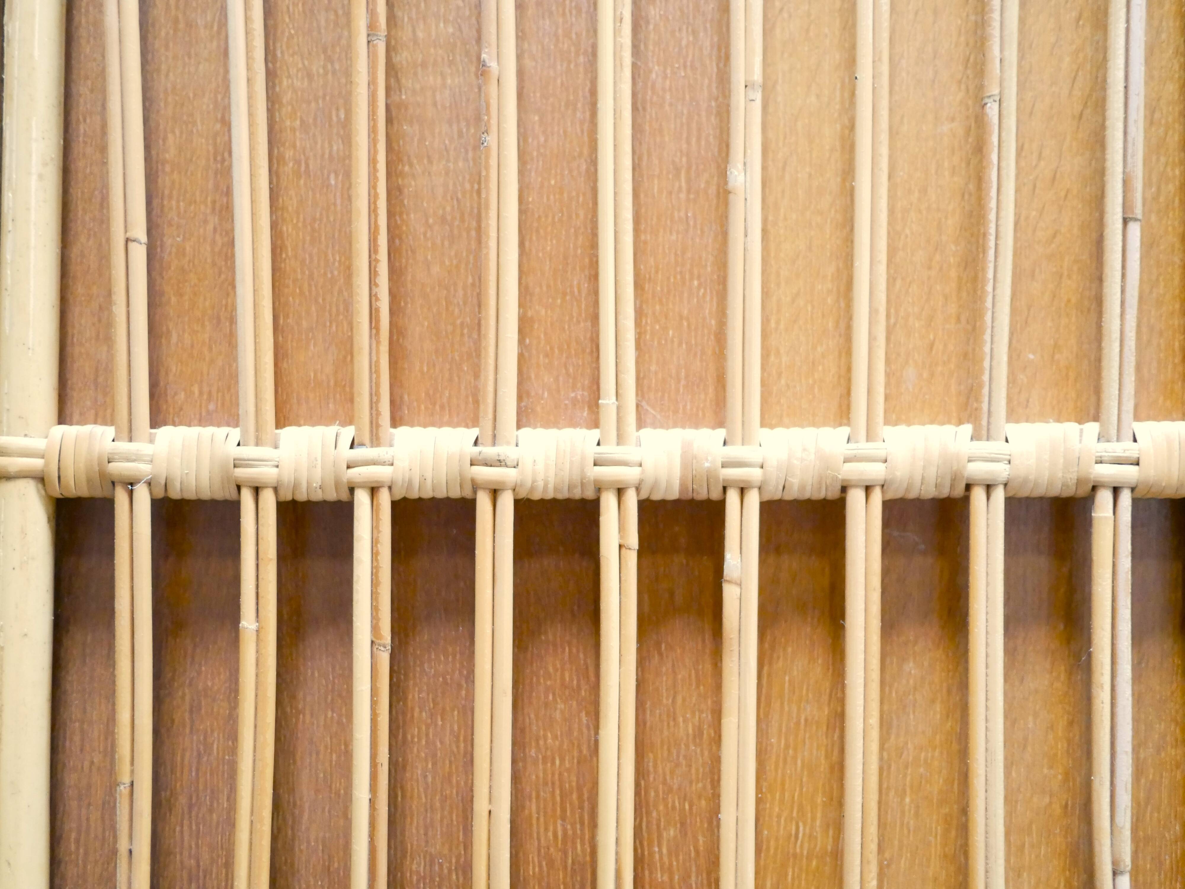 Vintage wardrobe in wood and rattan