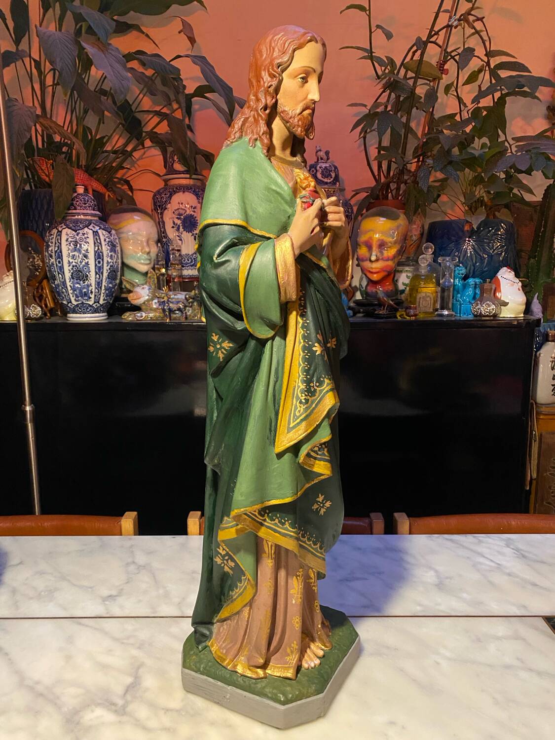 Large polychrome plaster statue of Jesus Christ