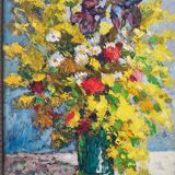 Peinture à l'huile - Bouquet de P. Monnet