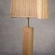 Brutalist lamp in elm and solid oak with a cord shade – 1980s