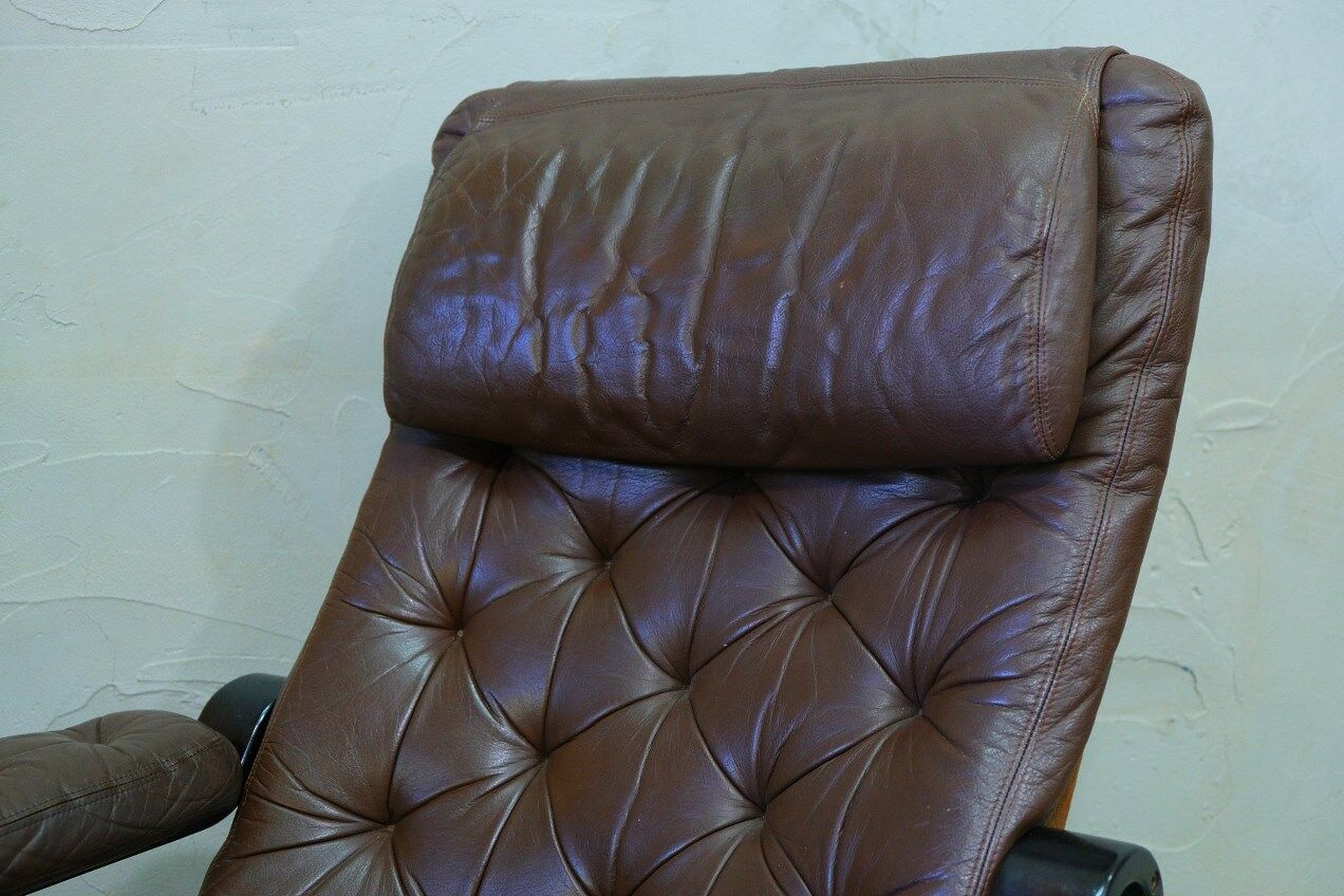 Mid-century Finnish leather lounge chair by Oy BJ Dahlqvist for BD Furniture, 1960s