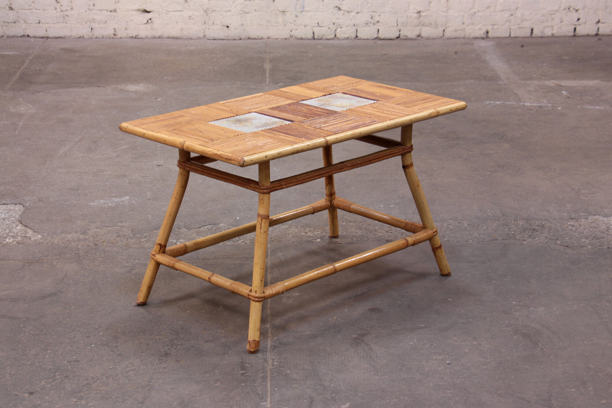 Rattan and ceramic coffee table