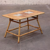 Rattan and ceramic coffee table