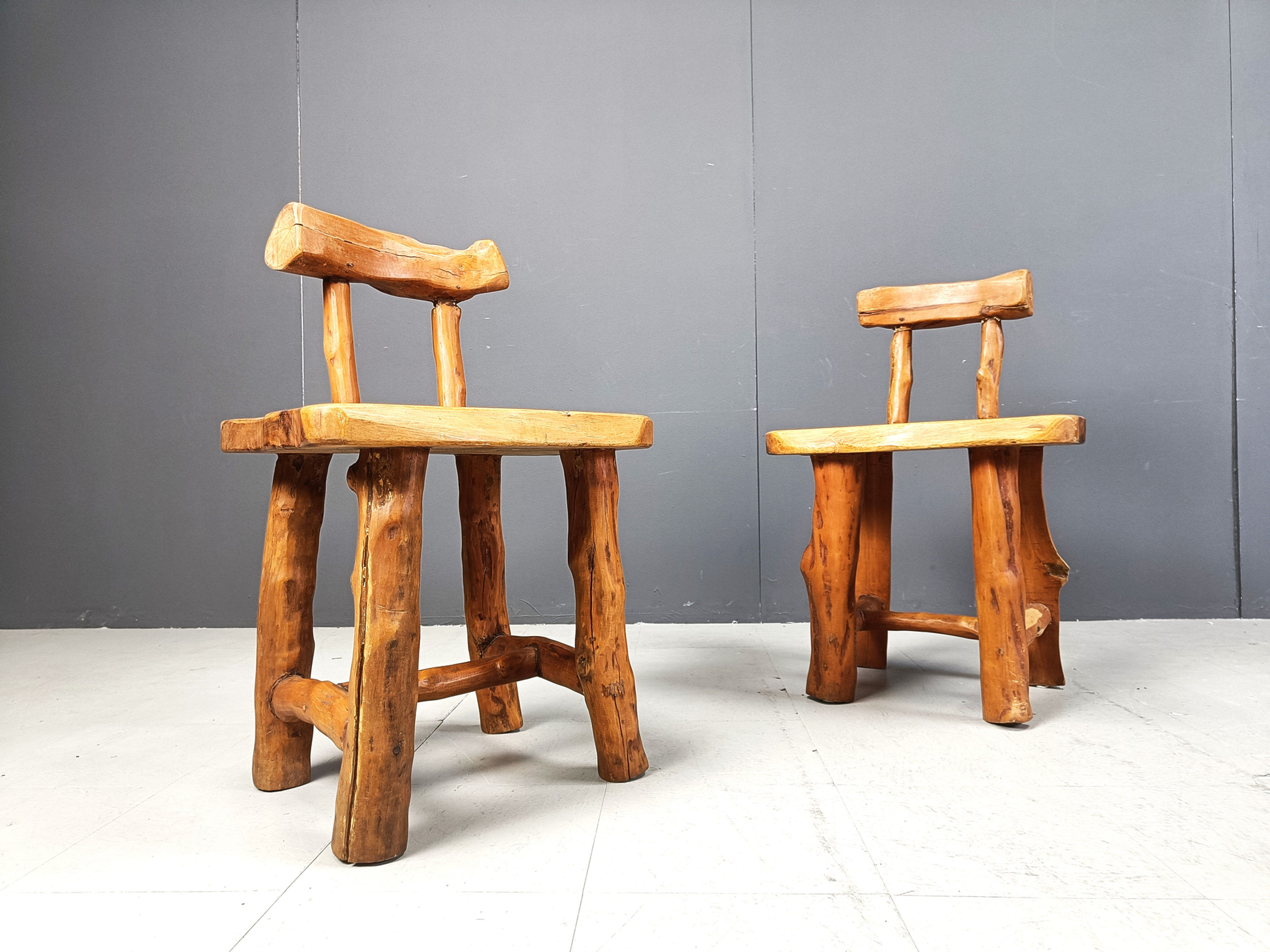 Set of 6 sculptural brutalist dining chairs, 1960s