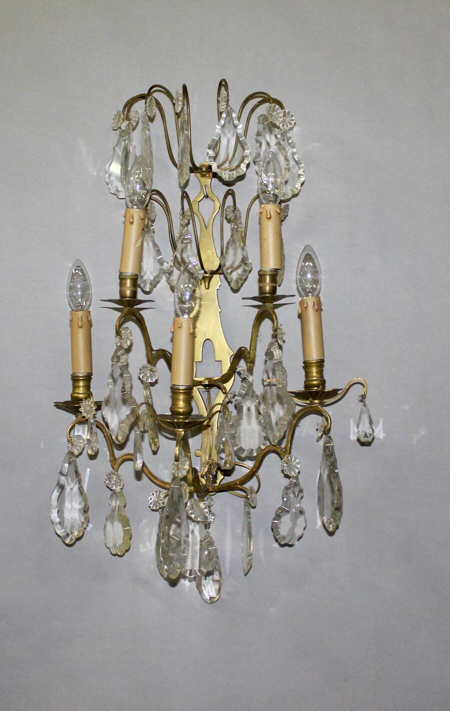 Large Bronze Wall Light with Pendants