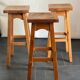 Trio of vintage pine wood bar stools