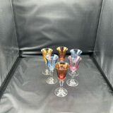 6 verres à liqueurs couleur en cristal