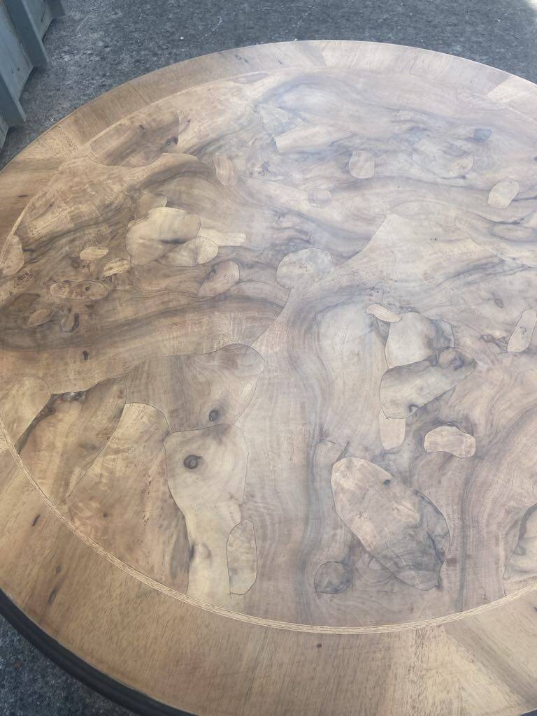 Round burr walnut coffee table
