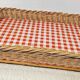 Rectangular Wicker Tray with Vichy Decor L: 44 cm Vintage