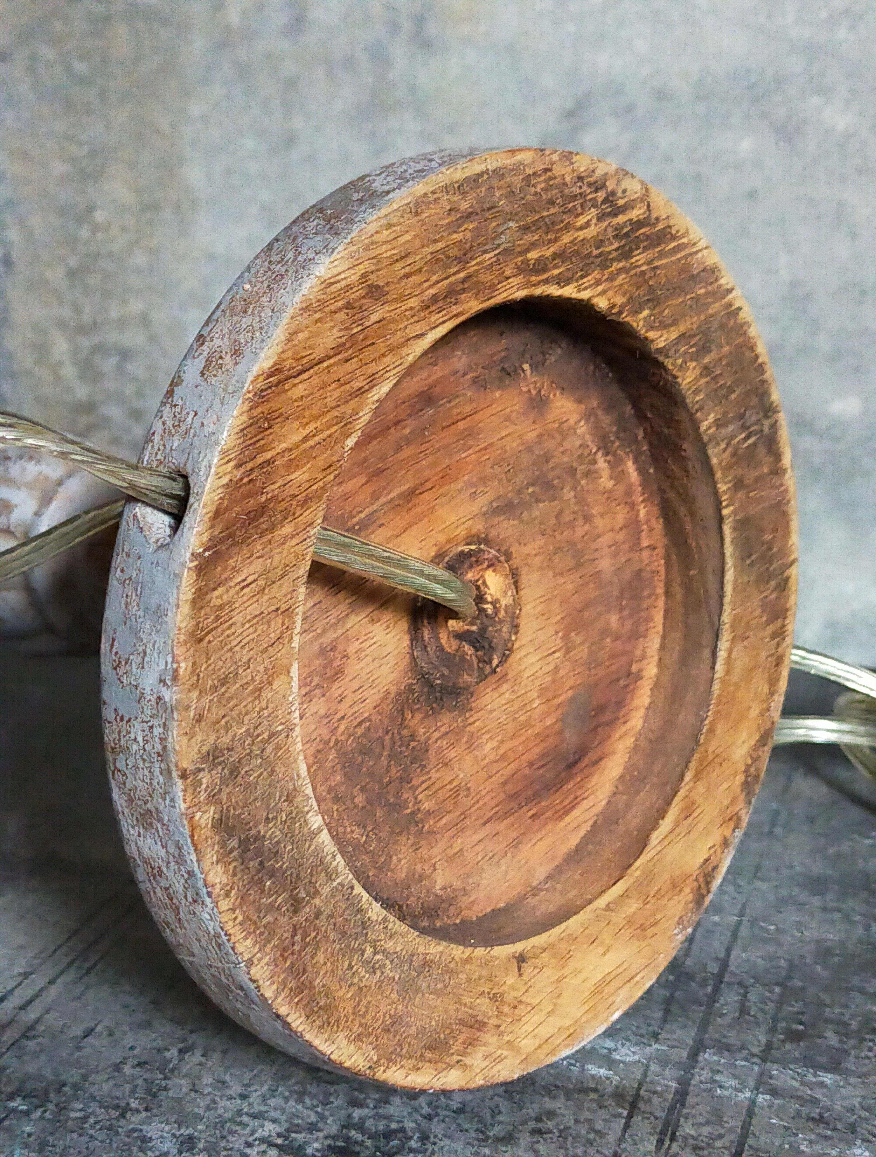Foot of lamp turned wood carved patina old nineteenth