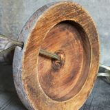 Foot of lamp turned wood carved patina old nineteenth