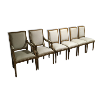 Lot de 4 chaises et 2 fauteuils