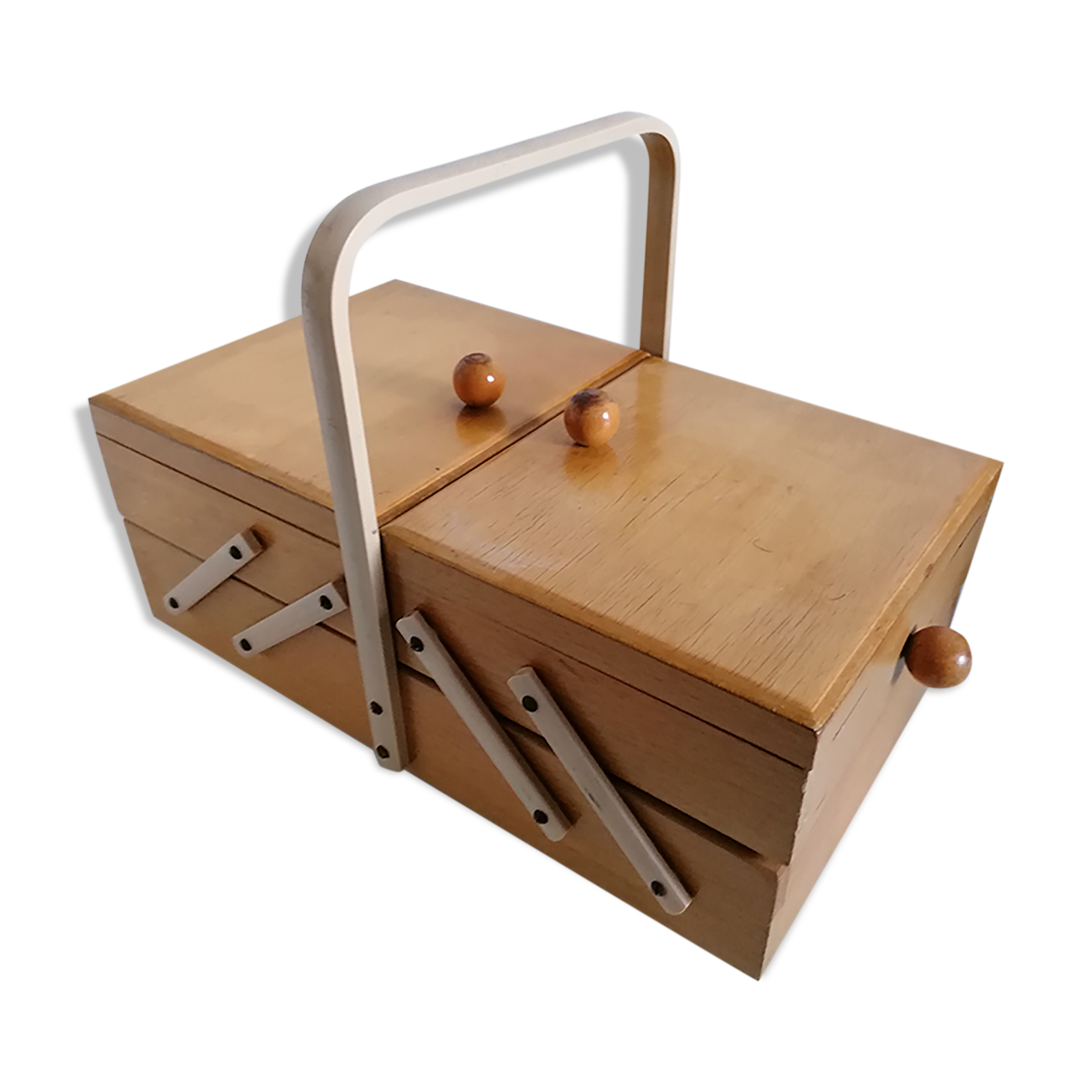 Sewing box worker wood vintage Scandinavian design