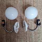pair of white opaline ball wall. light