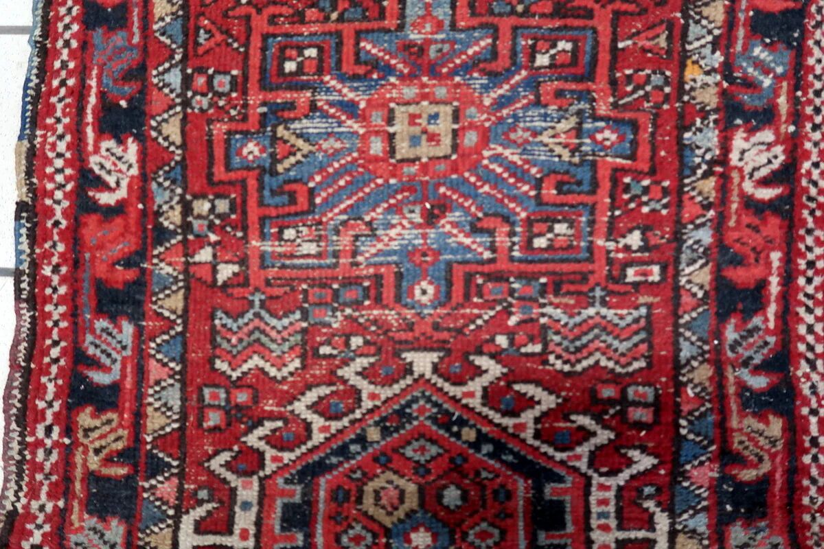 Handmade antique Persian Karajeh rug 2.1' x 3.7' (65cm x 113cm) 1910s - 1С1156