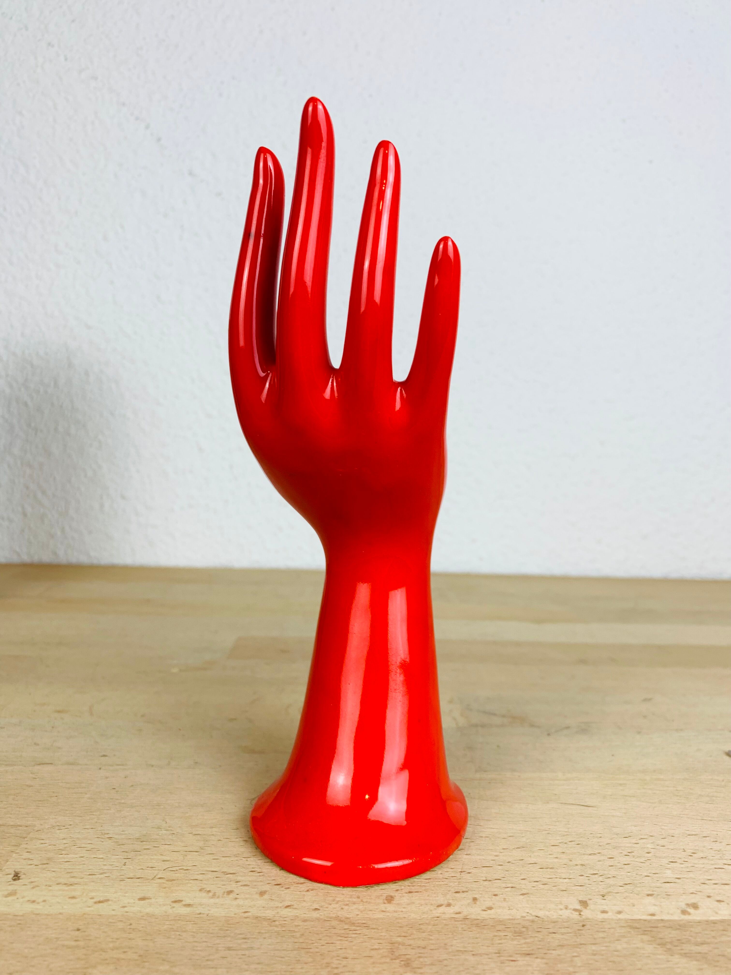 Hand baguier soliflore ceramic red