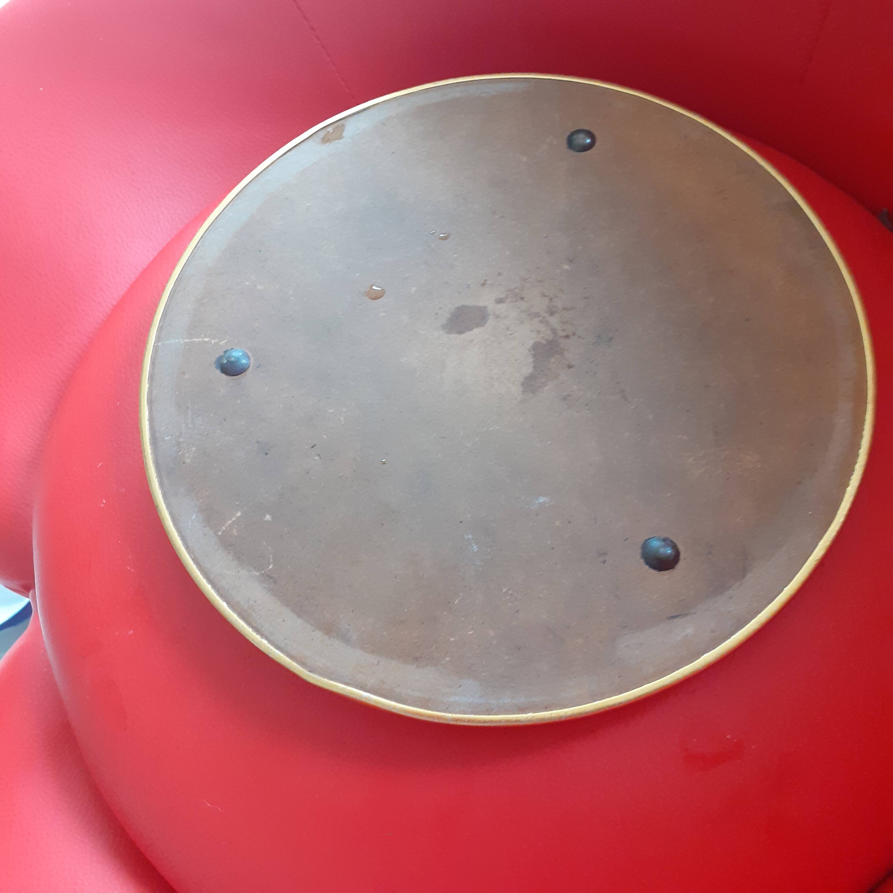 Plateau miroir. années 60. entourage laiton.