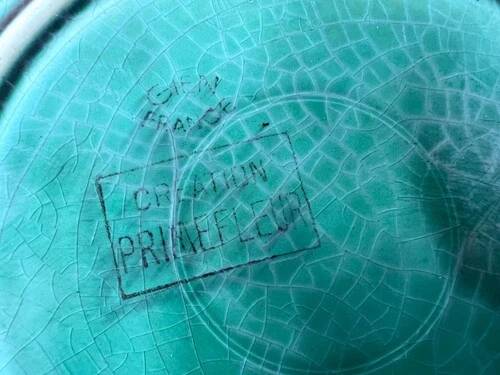 Gien Primefleur green barbotine plates set of 6, 21cm