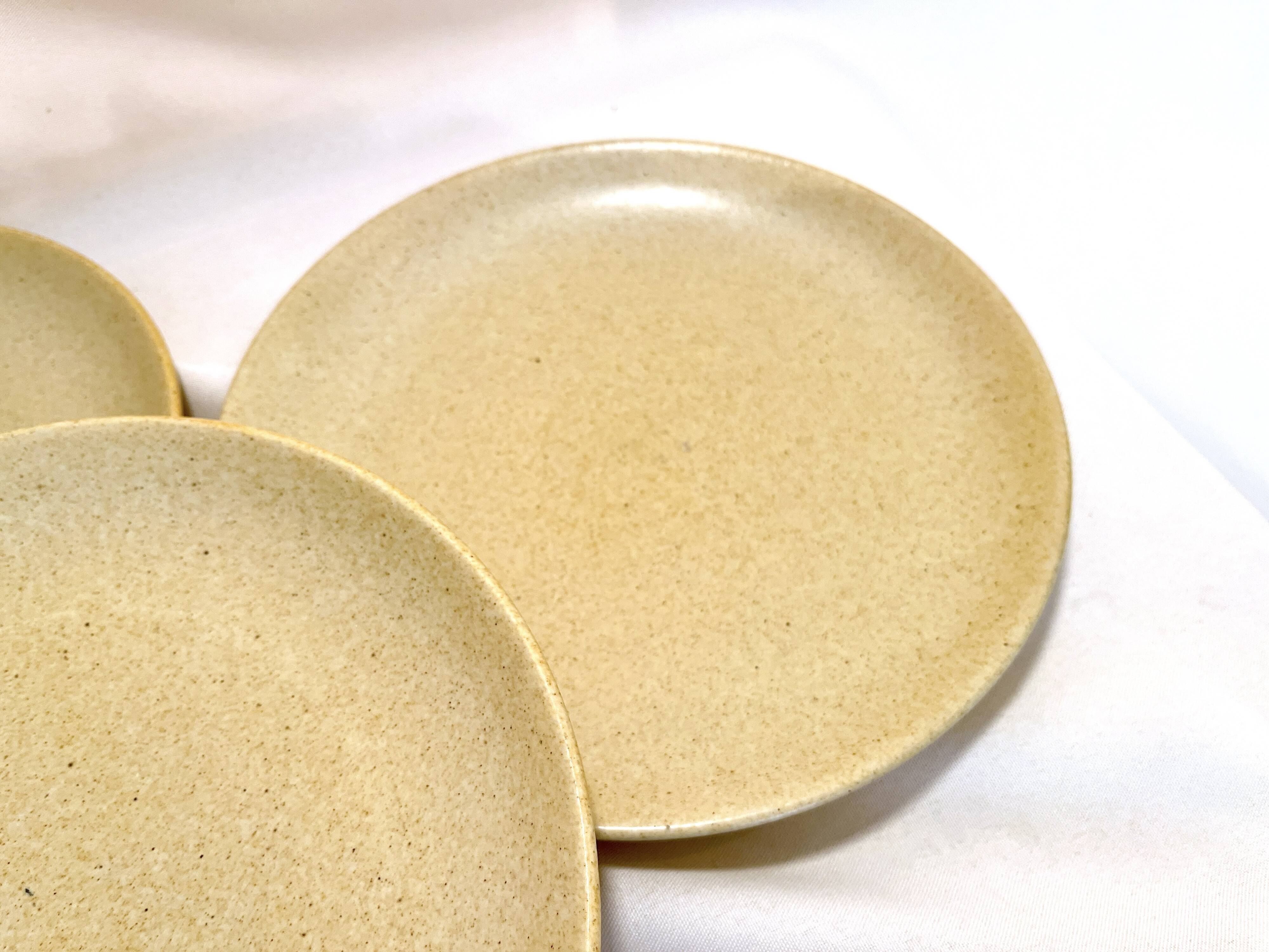 6 large vintage flat plates in beige stoneware Granit 1960s chic country