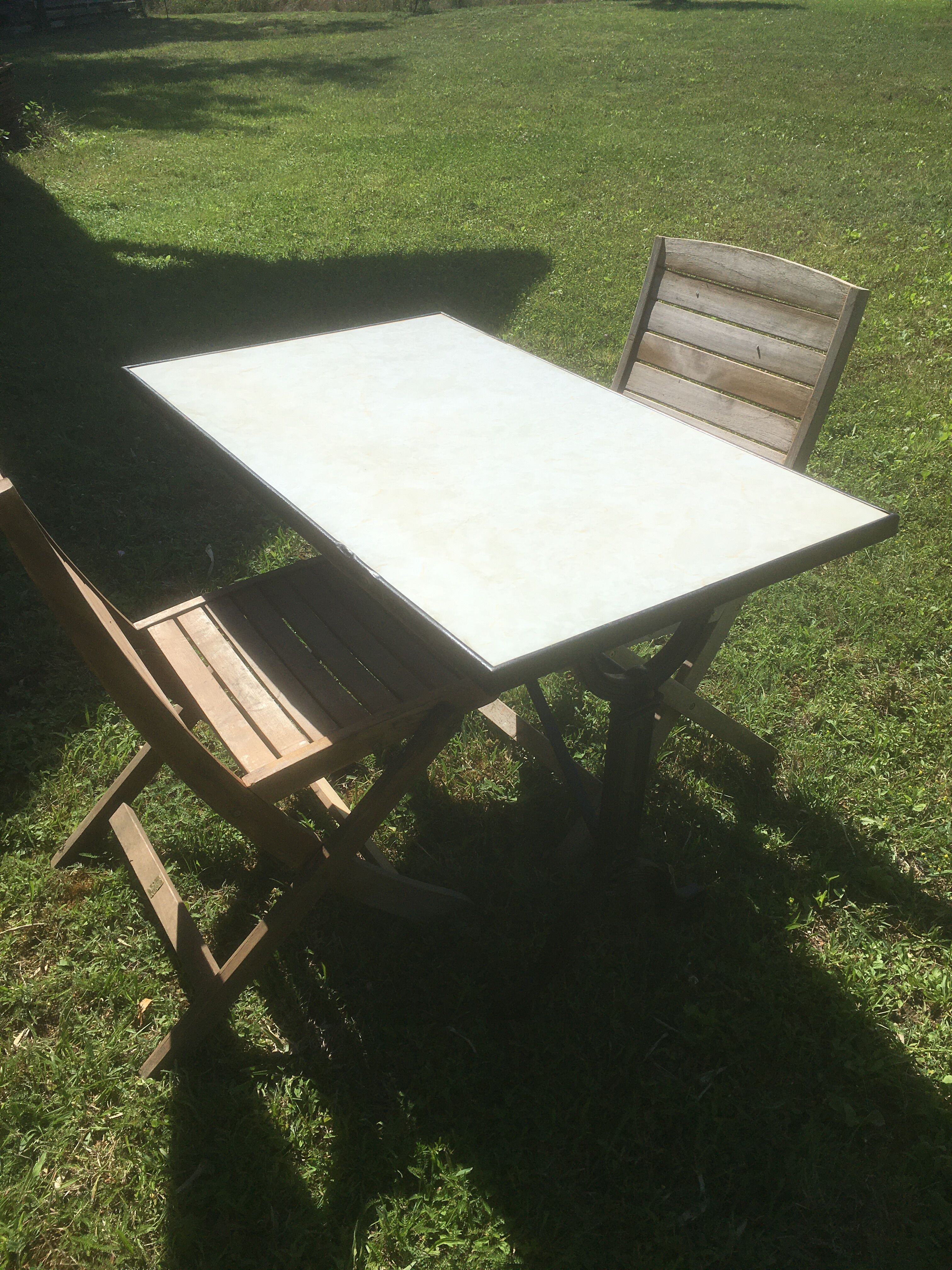 Bistro table with cast iron base